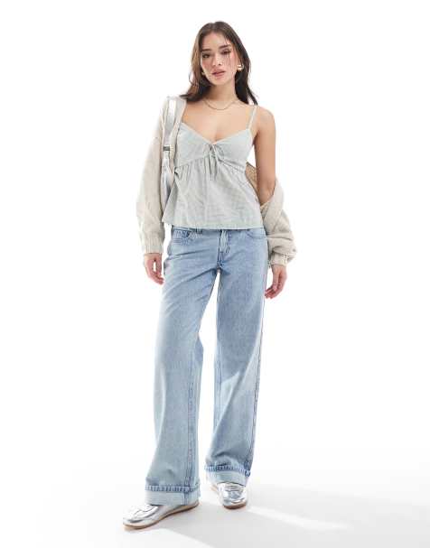 Hollister - Jeans larghi a vita bassa lavaggio chiaro invecchiato - view 1