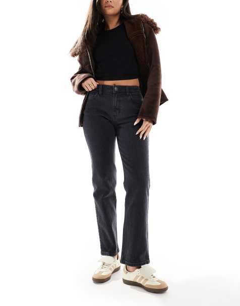 Hollister - Jeans met hoge taille en rechte pijpen in zwart met wassing - view 1