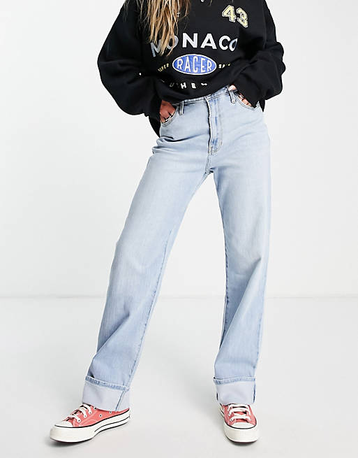 Hollister - Jeans met wijde pijpen in lichtblauwe wassing