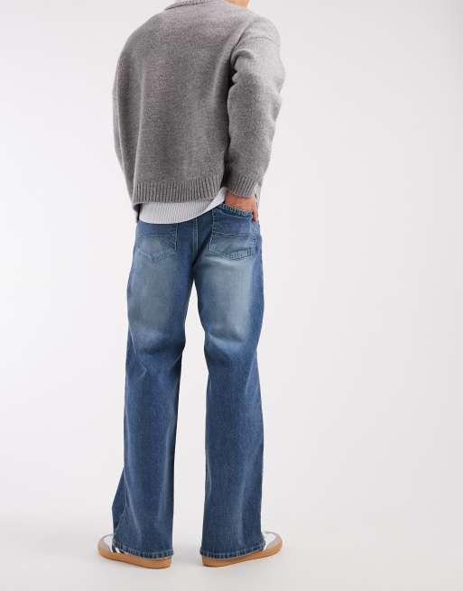 Hollister - Jeans super ampi con 5 tasche lavaggio blu scuro tinto, 2 di 5