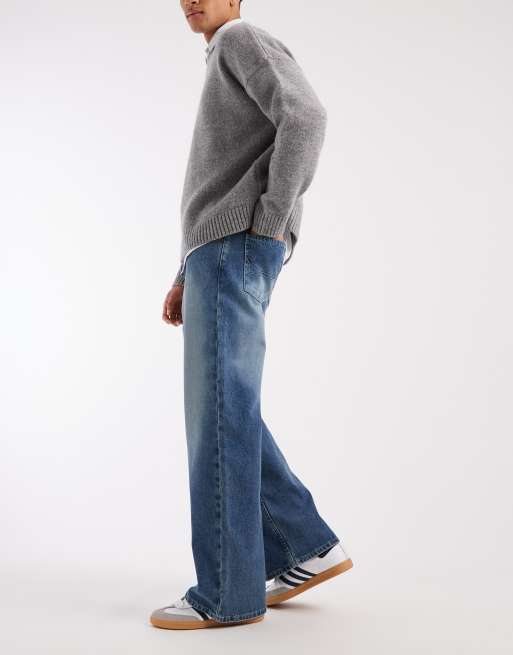 Hollister - Jeans super ampi con 5 tasche lavaggio blu scuro tinto, 3 di 5