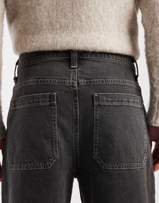 Hollister - Jeans super ampi con 5 tasche nero slavato, 4 di 5