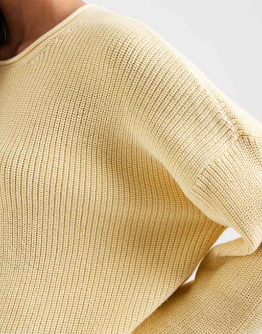 Hollister - jersey de punto boxy con cuello redondo en amarillo, 2 de 4