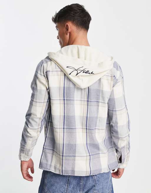 Hollister hooded flannel shirt top