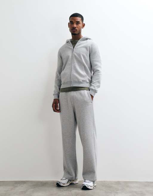 Hollister - Joggers a cavallo basso ampi e senza orlo elasticizzato grigio chiaro, 1 di 5