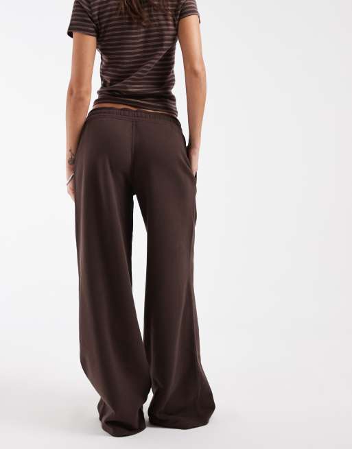 Hollister joggers a vita bassa a gamba larga marroni, 5 di 5