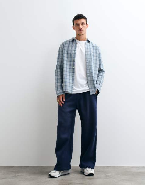Hollister - Joggers ampi blu navy a vita bassa con logo basic - view 1