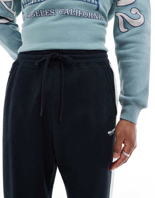 Hollister - Joggers ampi neri con riga laterale stile college, 5 di 5