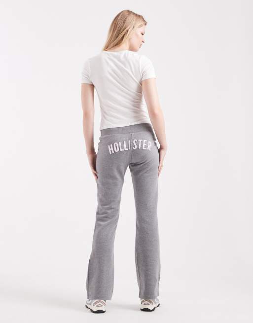 Hollister - Joggers bootcut grigi a vita bassa con logo sul retro