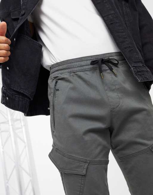 Hollister Joggers cargo in twill grigio scuro