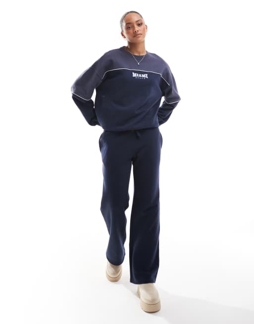 Hollister - Joggers dritti blu navy con pannello a contrasto in coordinato
