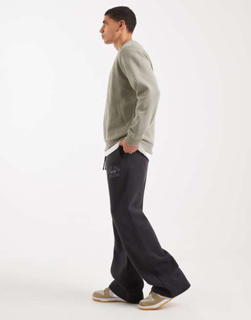 Hollister - Joggers dritti grigio scuro con logo stile college, 3 di 5