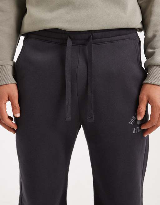 Hollister - Joggers dritti grigio scuro con logo stile college, 4 di 5
