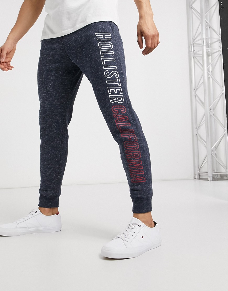 Hollister - Joggers skinny con logo stampato-Navy