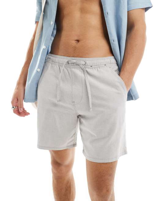 Hollister – Jogging-Shorts aus Leinenmix in Grau