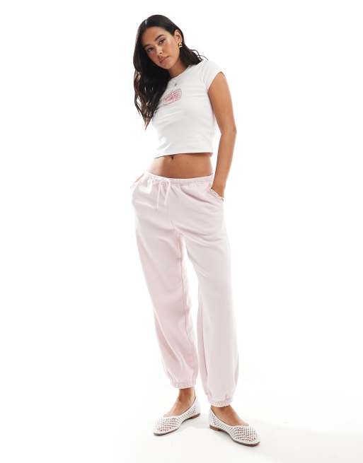Hollister - Joggingbroek met lage taille en boorden in lichtroze