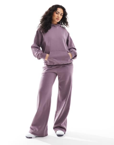 Hollister - Joggingbroek met wijde pijpen en logo in paars, deel van co-ord set - view 1