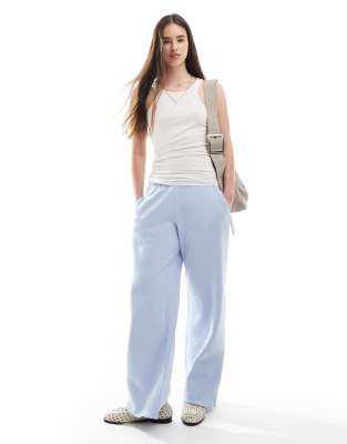 Hollister - Jogginghose in Babyblau mit Grafik, mittelhohem Bund und weitem Bein