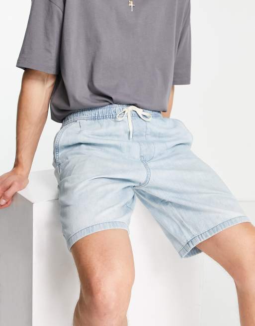 Hollister - Joggingshorts i lys vasket denim