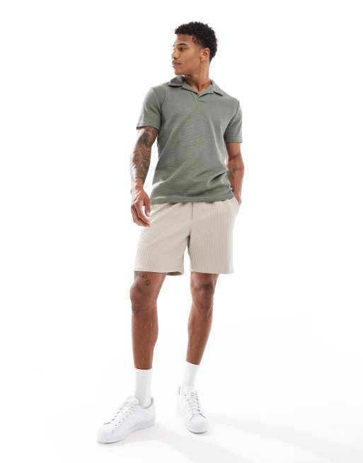 Hollister- Johnny - Polo à col en maille jacquard - Vert moyen, 4 de 4
