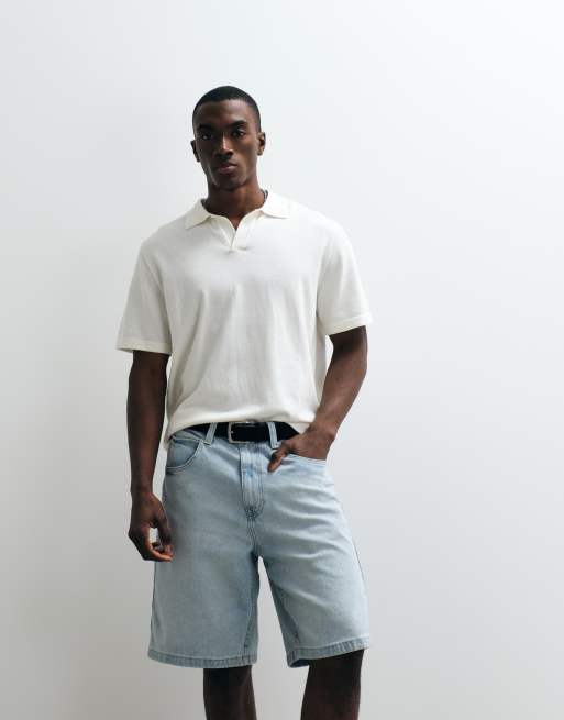 Hollister - Jorts di jeans ampi lavaggio blu chiaro, 2 di 5