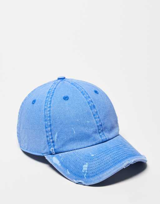 Hollister – Kappe in Blau mit Used-Details und Farbspritzern