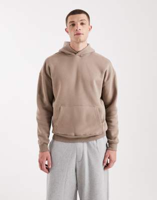 Kapuzenpullover in Beige mit Kontrastnaht-Neutral Neutral M