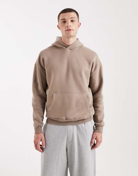 Hollister – Kapuzenpullover in Beige mit Kontrastnaht - view 1