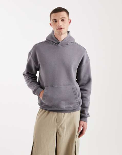 Hollister – Kapuzenpullover in Grau mit Kontrastnaht - view 1