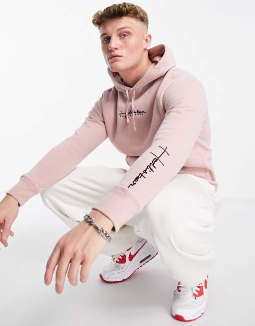 Hollister – Kapuzenpullover in Hellrosa mit Schriftzug-Logo