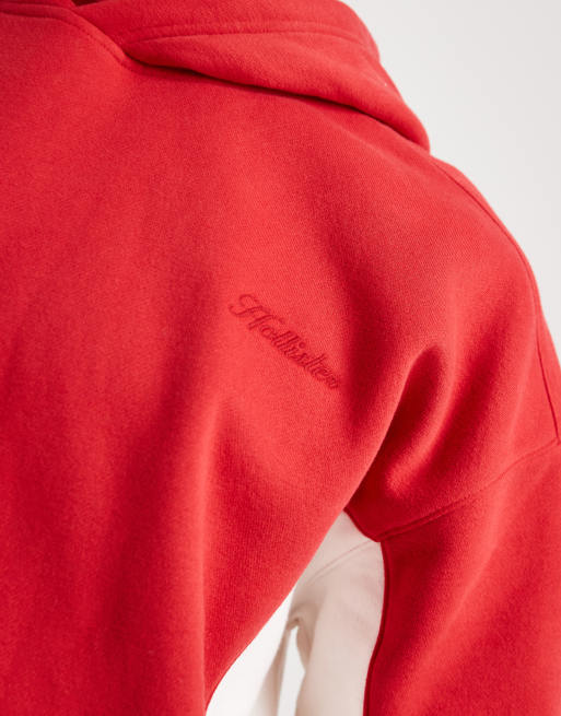 Hollister – Kapuzenpullover in Kontrastrot mit Tasche vorne und Logo auf der Brust, 5 von 5