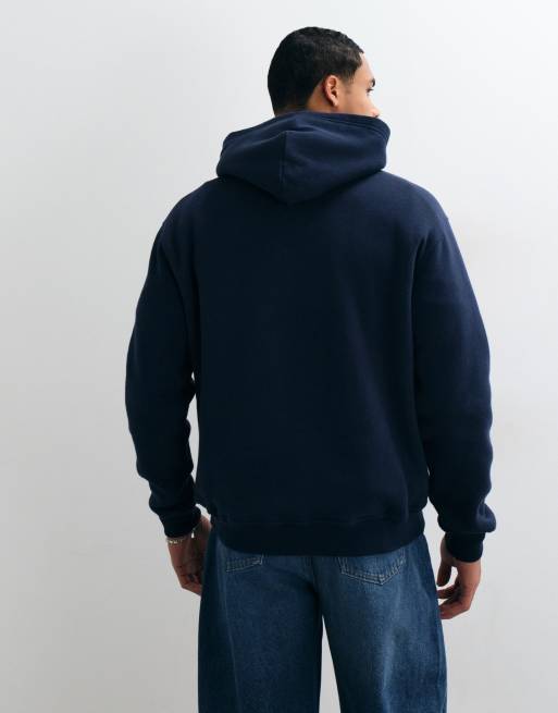 Hollister Kapuzenpullover mit lockerem Schnitt und Icon-Logo in Marineblau, 3 von 9
