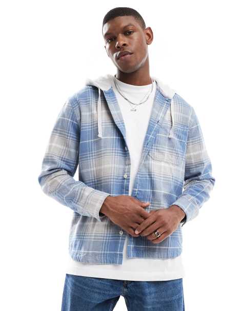 Hollister – Karierte Hemdjacke in Blau-Bunt - view 1
