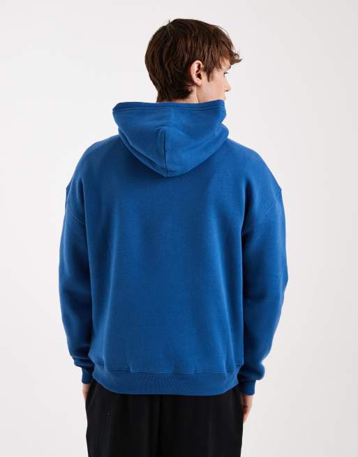 Hollister – Kastiger Kapuzenpullover in Blau mit Tasche vorne, 3 von 5