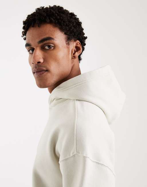 Hollister – Kastiger Kapuzenpullover in Cremeweiß mit Fronttasche, 4 von 5