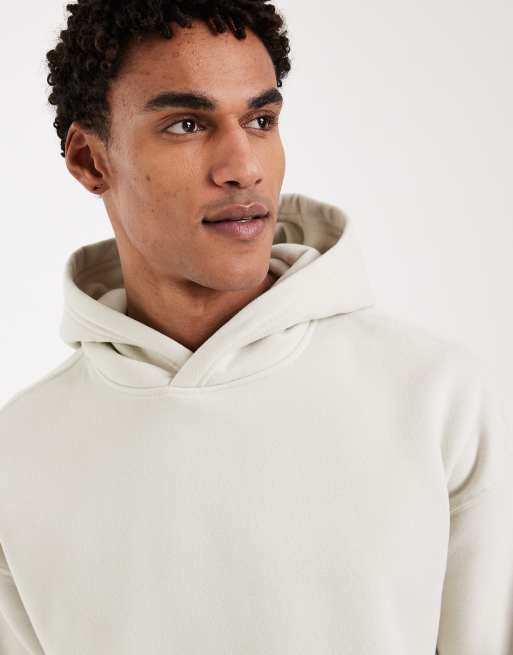 Hollister – Kastiger Kapuzenpullover in Cremeweiß mit Fronttasche, 5 von 5