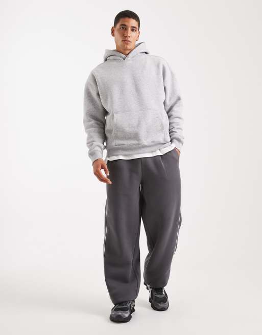 Hollister – Kastiger Kapuzenpullover in Grau mit Fronttasche, 2 von 5
