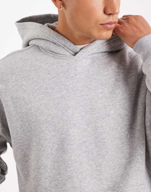 Hollister – Kastiger Kapuzenpullover in Grau mit Fronttasche, 5 von 5