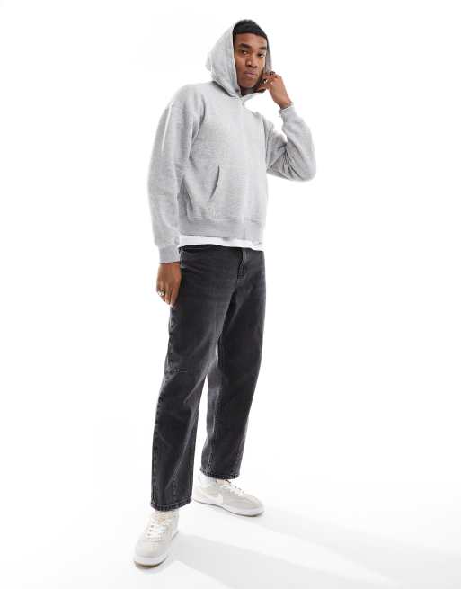 Hollister – Kastiger Kapuzenpullover in meliertem Grau, 2 von 4