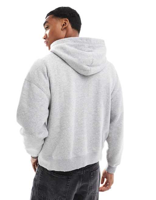 Hollister – Kastiger Kapuzenpullover in meliertem Grau, 4 von 4