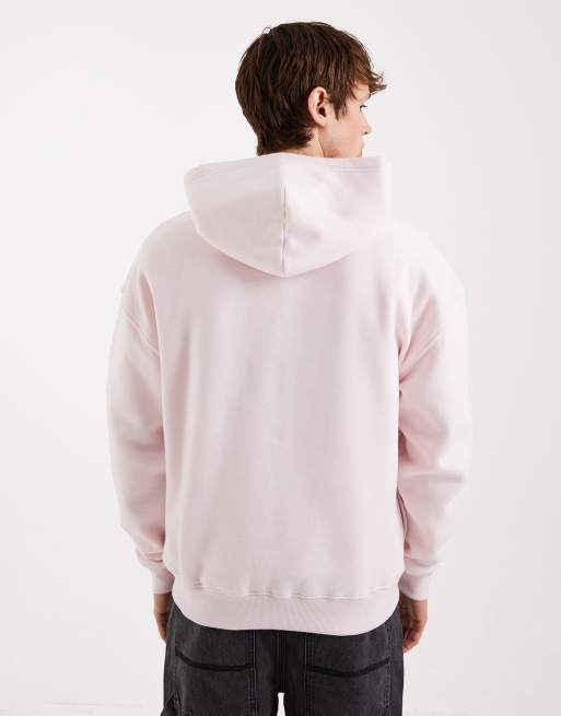 Hollister – Kastiger Kapuzenpullover in verwaschenem Rosa mit Kängurutasche vorne, 3 von 5