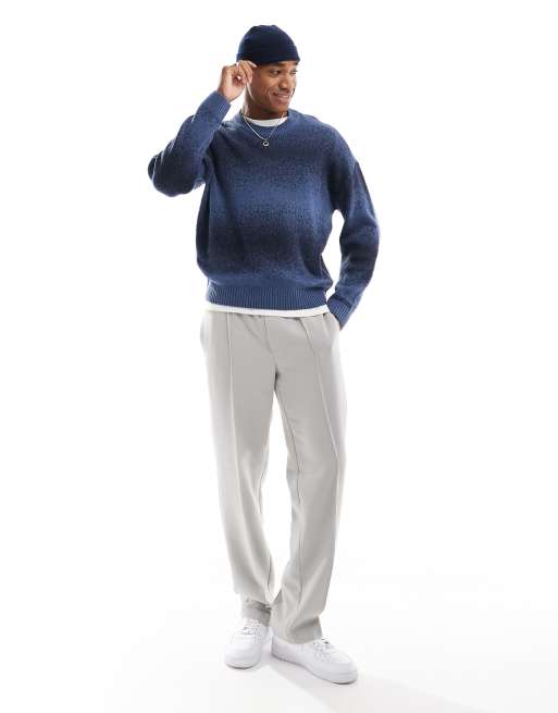 Hollister – Kastiger Strickpullover in Marineblau mit Farbverlaufmuster