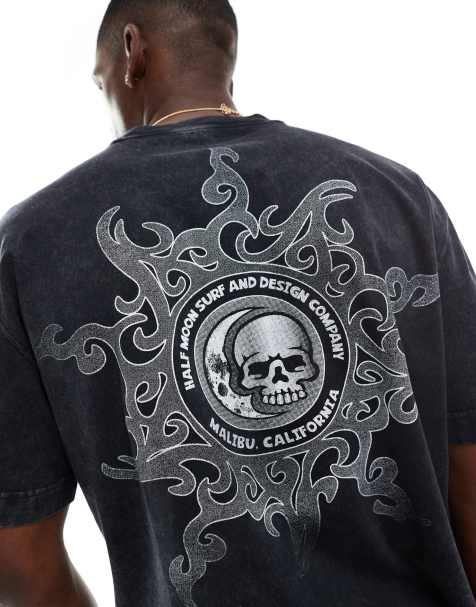 Hollister – Kastiges kurzes T-Shirt in Schwarz mit Rückengrafik - view 1