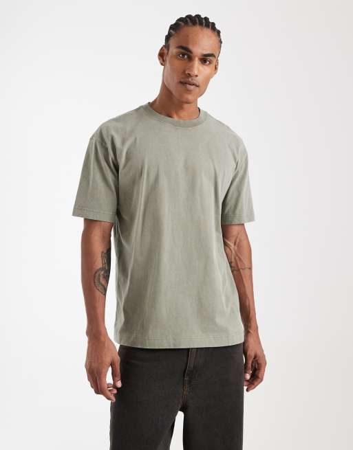 Hollister – Kastiges Oversize-T-Shirt in grüner Waschung