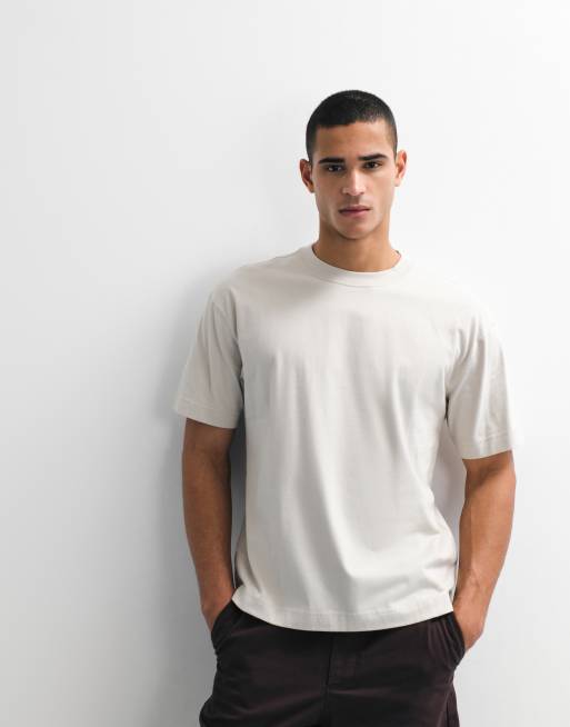 Hollister – Kastiges, schweres T-Shirt in Beige, 1 von 9