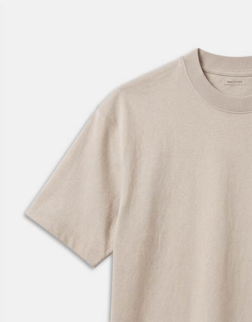 Hollister – Kastiges, schweres T-Shirt in Beige, 8 von 9