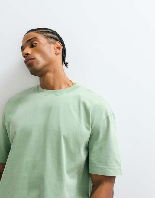 Hollister – Kastiges, schweres T-Shirt in Grün