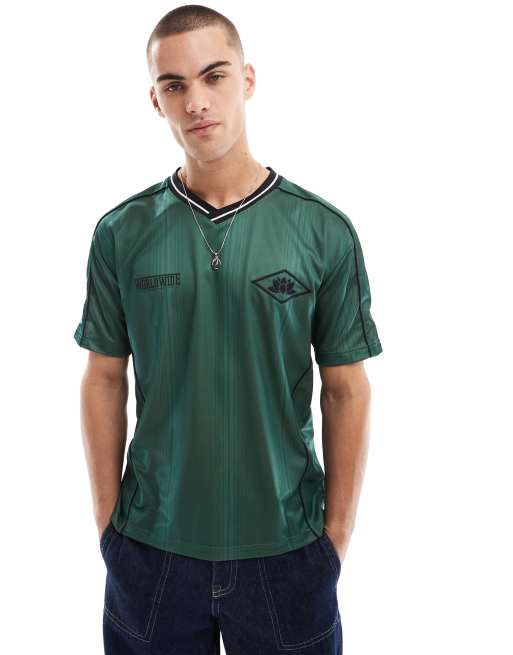 Hollister – Kastiges Sport-Oberteil in Grün mit V-Ausschnitt