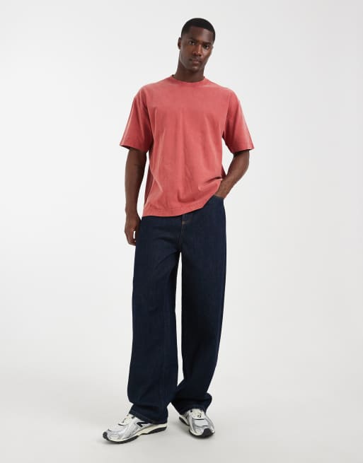 Hollister – Kastiges T-Shirt in roter Waschung