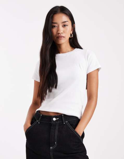 Hollister – Knapp geschnittenes, kurzärmliges T-Shirt in Weiß - view 1